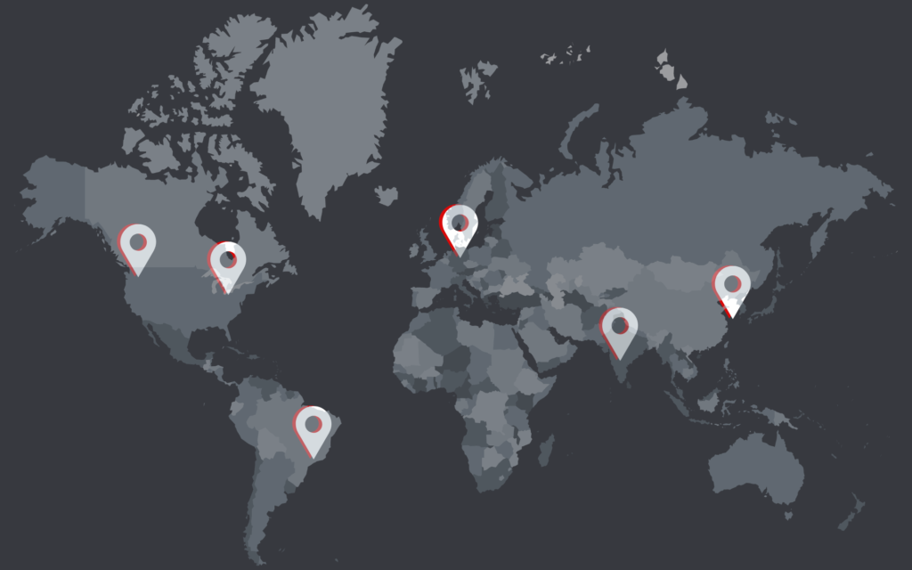 Greyscale map of Shainin Worldwide locations