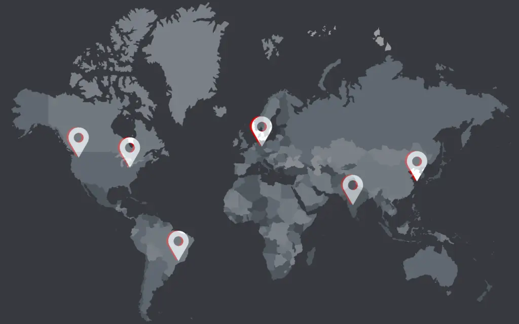 Greyscale map of Shainin Worldwide locations