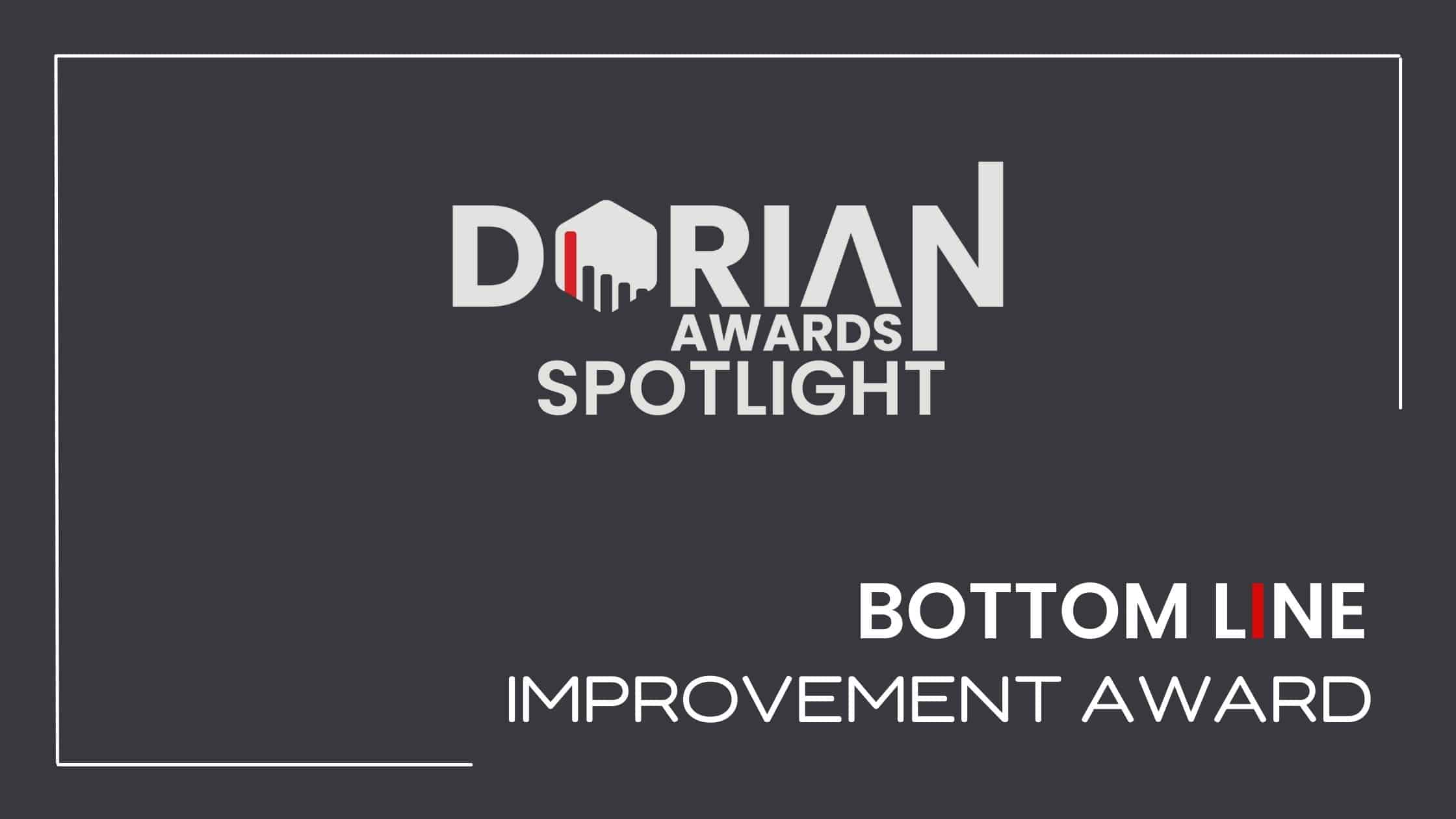 Dorian Awards Bottom Line Improvement Award Header on a grey background