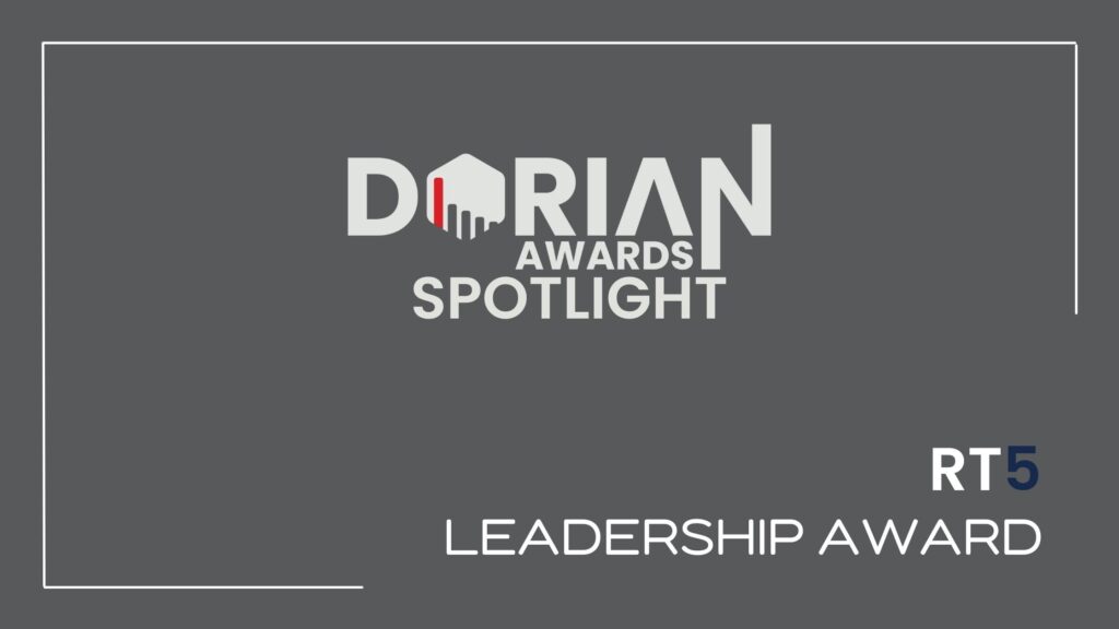 Dorian Awards Rolling Top 5 Leadership Award Header on a grey background