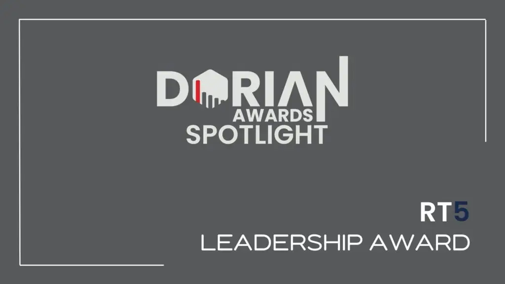 Dorian Awards Rolling Top 5 Leadership Award Header on a grey background