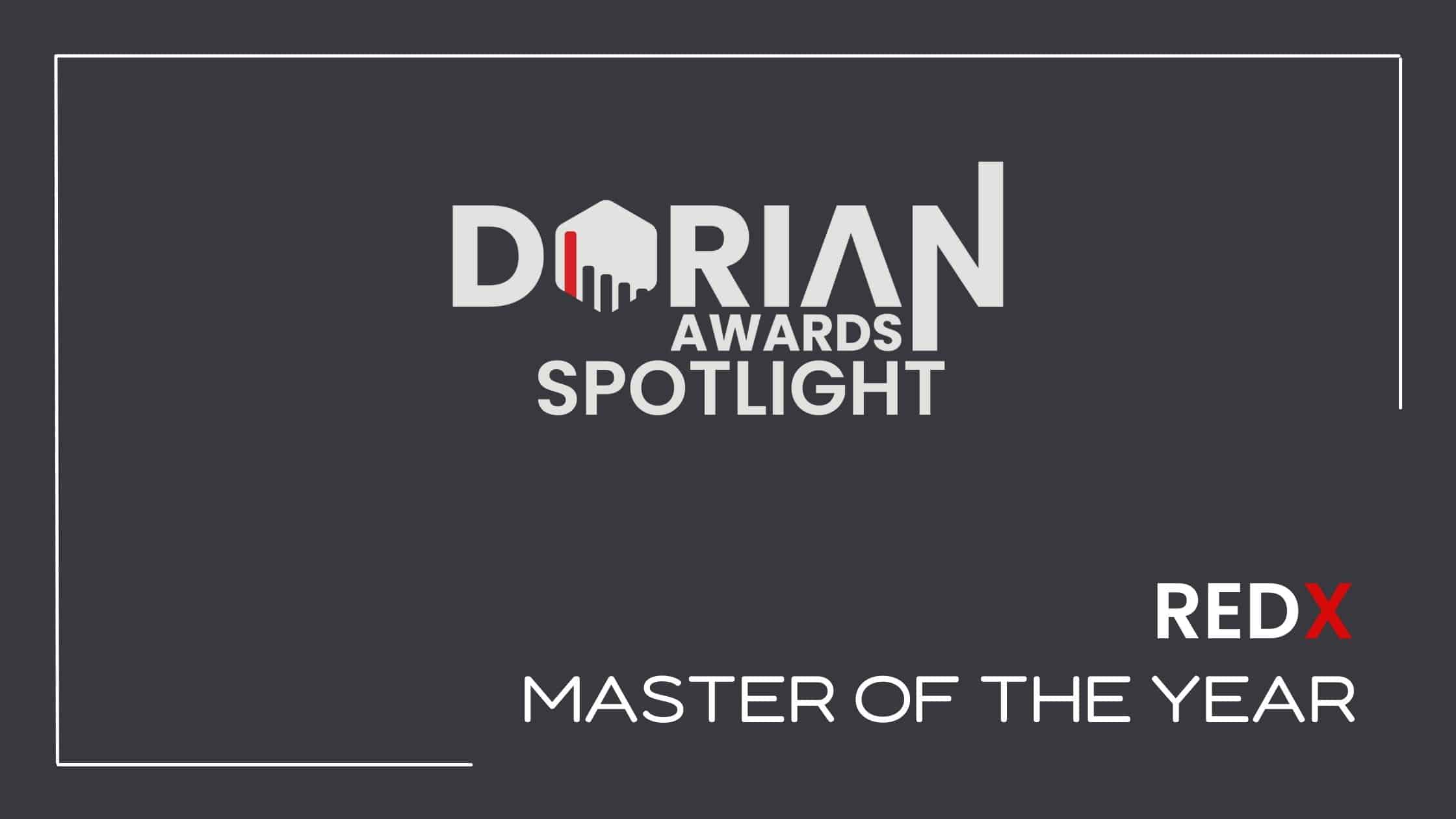 Dorian Awards Red X Master of the Year Award Header on a grey background