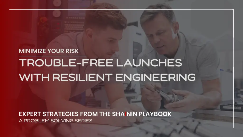 Header image for Trouble-free Launches with Resilient Engineering - featuring two engineers having a discussion in a facility