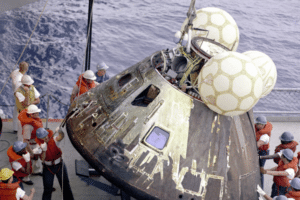 Apollo13 Command Module after re-entry to earth's atmosphere